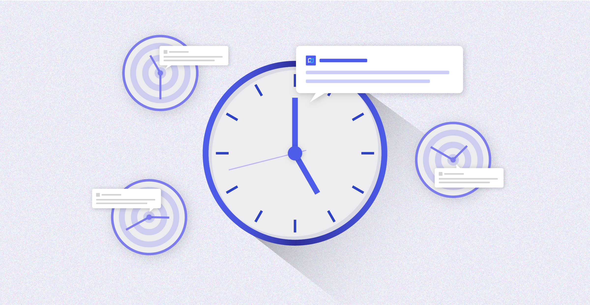 An image with multiple clocks stressing the importance of timing in push notifications.